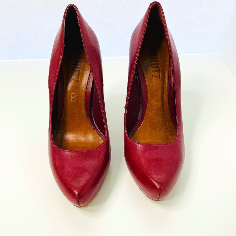 8 Burgundy Leather SCHUTZ Heels